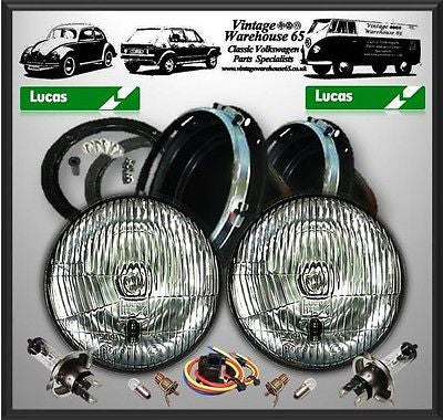 Vintage Warehouse Genuine Lucas 7" Sealed Beam Halogen Conversion Headlight Kit