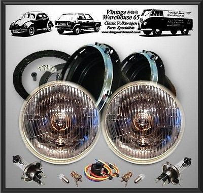 Ford Escort Mk1 Classic Domed 7" Sealed Beam Halogen Conversion Headlight Kit
