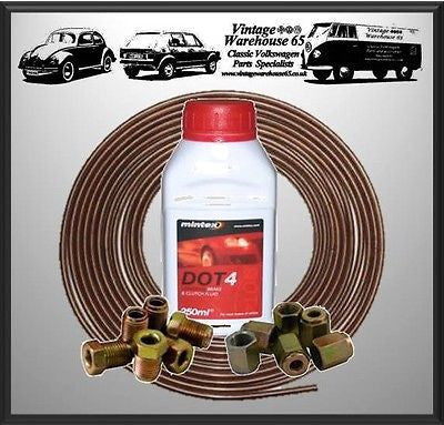 Vw Transporter T2 T3 T4 T5 Camper 25ft 3/16" Copper Nickel Brake Pipe Repair Kit
