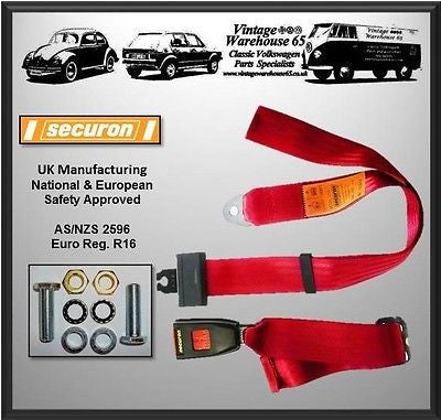 Volkswagen Beetle 1500 1600 Full Set Front & Rear Red Automatic Seat Belt Kit
