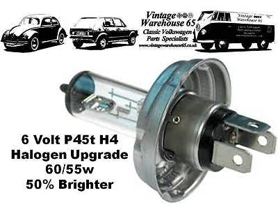 Classic Car & Vintage 6 Volt Halogen Headlight Bulb 60/55w Round Base P45t