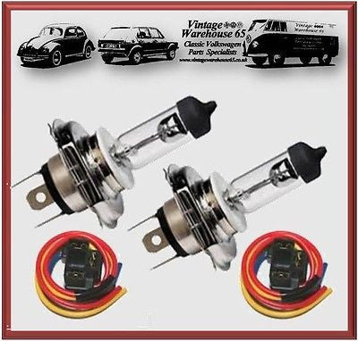 Vw Golf Polo Scirocco Corrado Caddy H4 Halogen Headlight Bulbs & Connectors