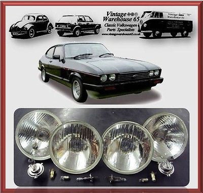 Ford Capri Mk3 5 & 3/4" Sealed Beam Halogen Quad Headlight Conversion Kit #1