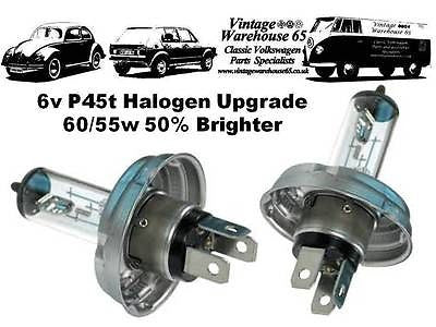 Volkswagen Karmann Ghia 6 Volt 60/55w P45t Halogen Headlight Bulbs x 2