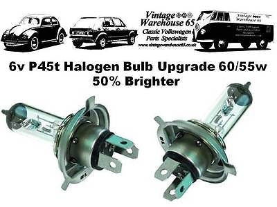 Classic Car & Vintage 6 Volt Halogen Headlight Bulbs  60/55w H4 P43t x 2