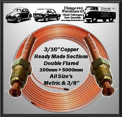 Copper Brake Pipe 3/16" Ready Made All Sizes 100mm >1000mm Customize Your Order