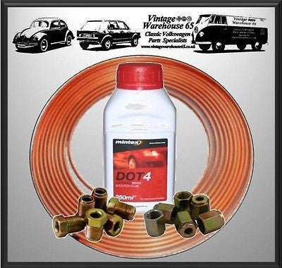 Vw Type3 Varient Ghia Polo Golf Derby 25ft DIY 10mm Pro Brake Pipe Repair Kit