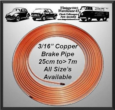 Copper Brake Pipe 3/16" All Sizes Available 25cm >7m Suitable For All Cars