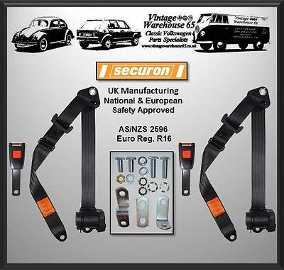 Vintage Warehouse 65 Front 3 Point Inertia Fully Automatic Seat Belt Kit Pair #