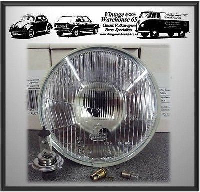 Classic Motorbike 7" Sealed Beam Halogen Conversion Headlight & Bulbs Domed