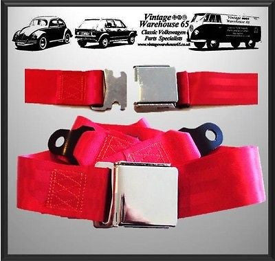 Ferrari 208 308 Dino Single Chrome Buckle Adjustable Lapbelt Red