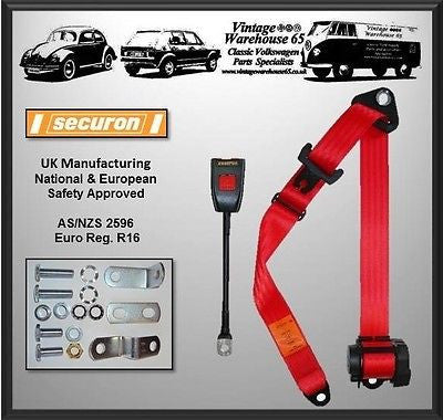 Volkswagen Transporter T3 T25 Full Set Front & Rear Red Automatic Seat Belt Kit