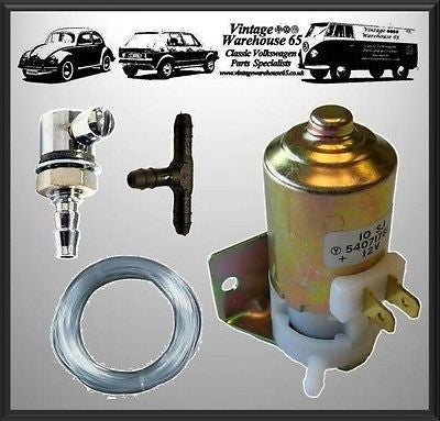Vw T3 Varient Ghia Polo Golf Chrome Washer Jet & Lucas 12v Washer Pump Kit